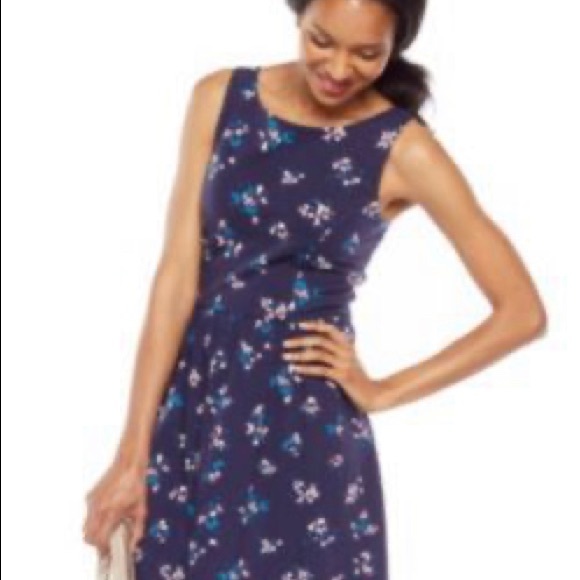 LC Lauren Conrad Dresses & Skirts - LC Lauren Conrad Navy Blue print knit dress Sz. S